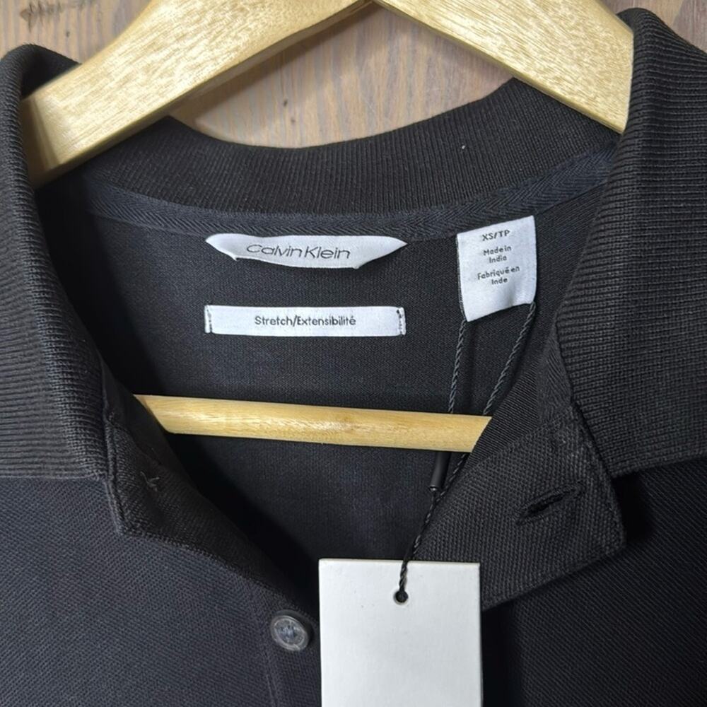NWT Calvin Klein Jeans Black With Black Logo Polo Shirt Size X-Small - Picture 5 of 5
